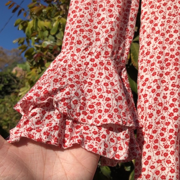 Seven Wonders Australia ivory red floral ruffle wrap mini dress - Picture 4 of 5